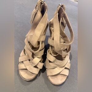 DV by Dolce Vita Toni Tan Suede Strappy Wedge Sandals